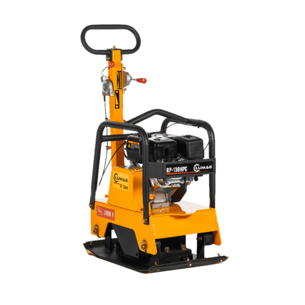 LUMAG RP-130HPC – Rüttelplatte reversierbar mit 130 kg inkl. Transportfahrwerk und Gummimatte