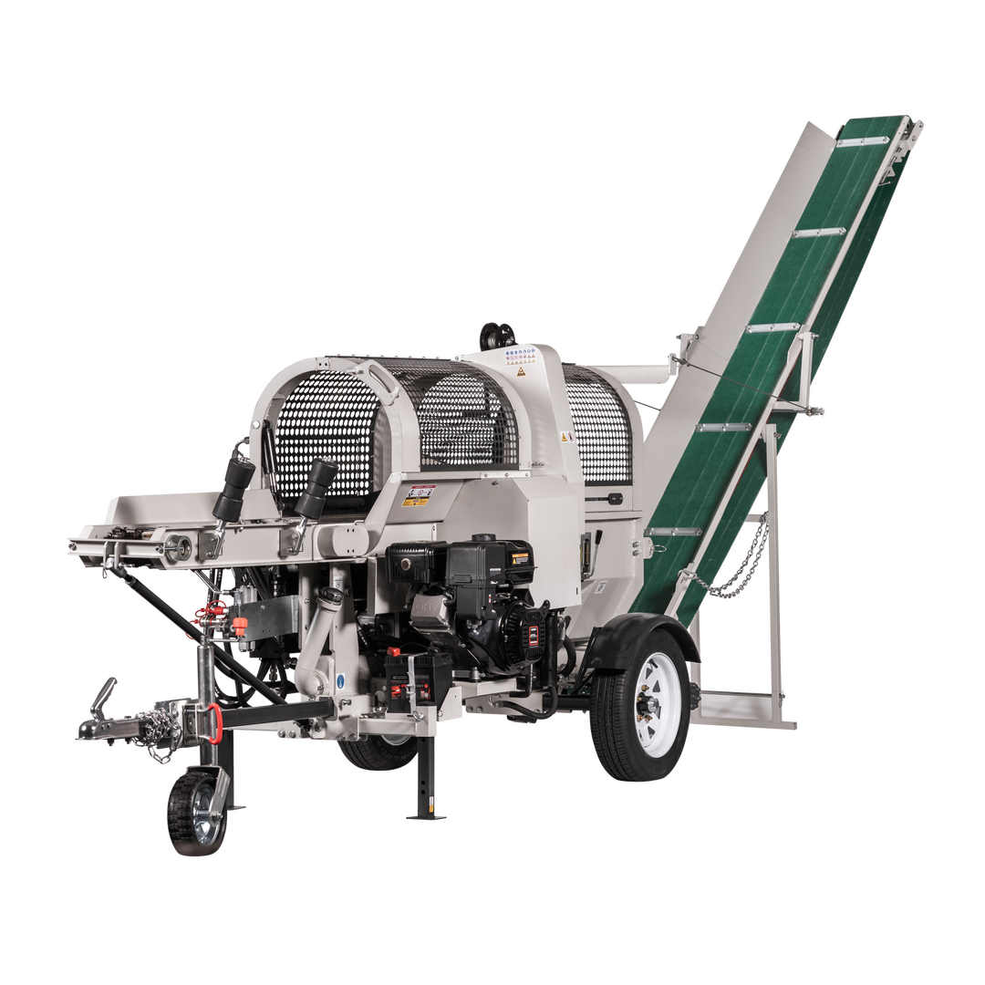 LUMAG SSA-400Z-HPRO/S | Zapfwellen-Sägespaltmaschine mit Fördenband & Zuführförderband